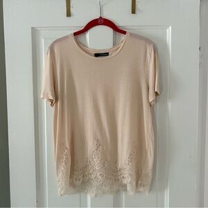 The Kooples Cream Lace Hem Tee